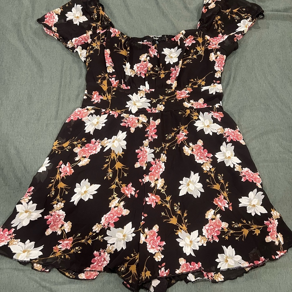Papaya Black Floral Romper
